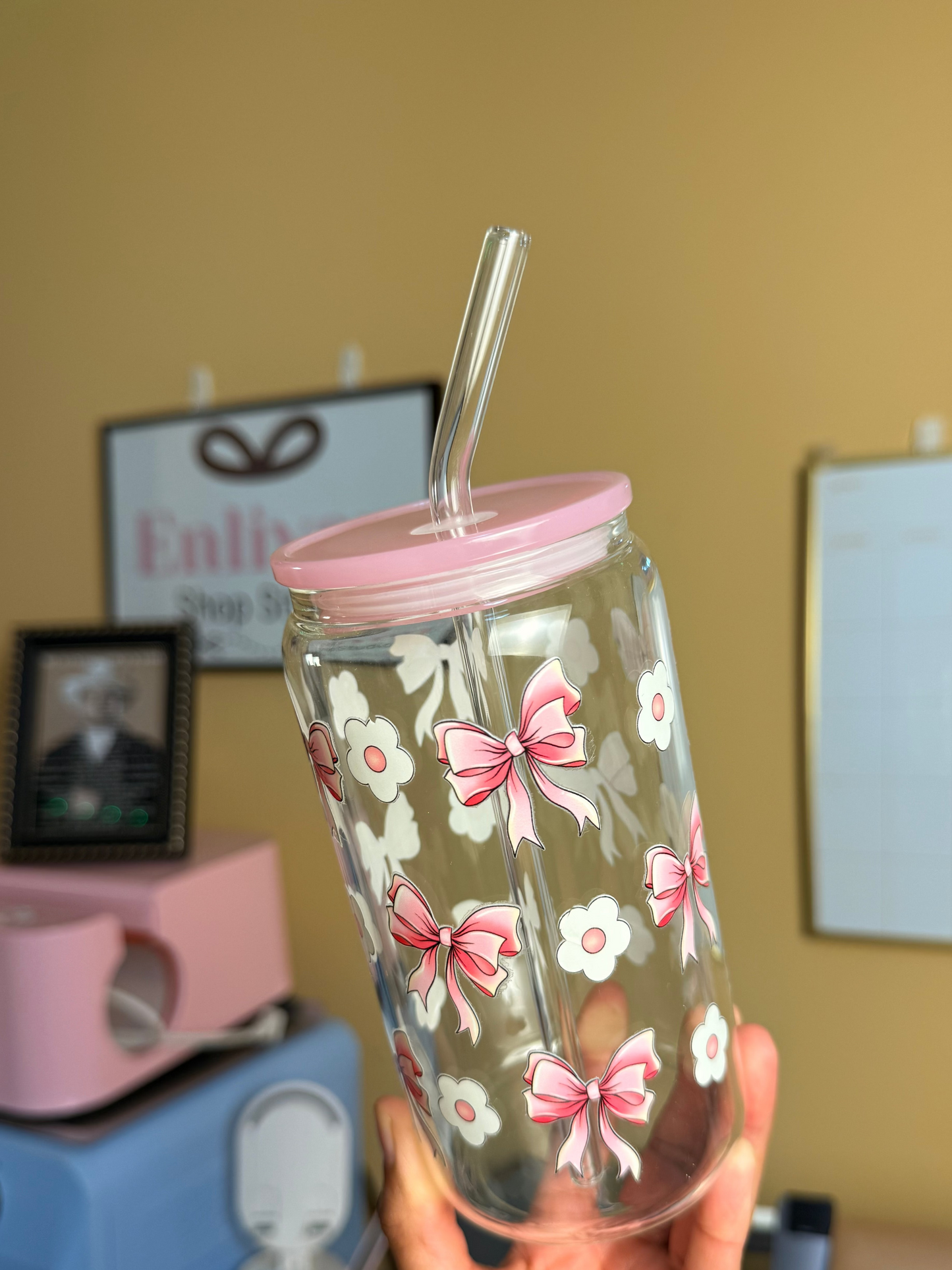 Bows & Blooms Cup | 16oz Glass Cup