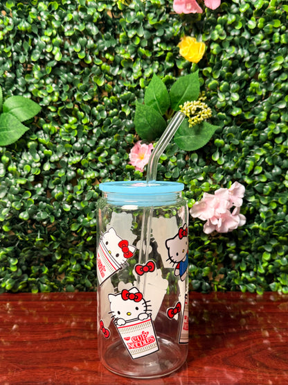 Kawaii Noodle Kat Cup | 16oz Glass Cup