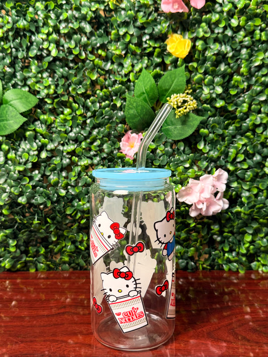 Kawaii Noodle Kat Cup | 16oz Glass Cup