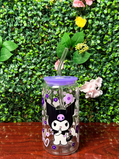 Kawaii Purple Friend Cup | 16oz Glass Cup