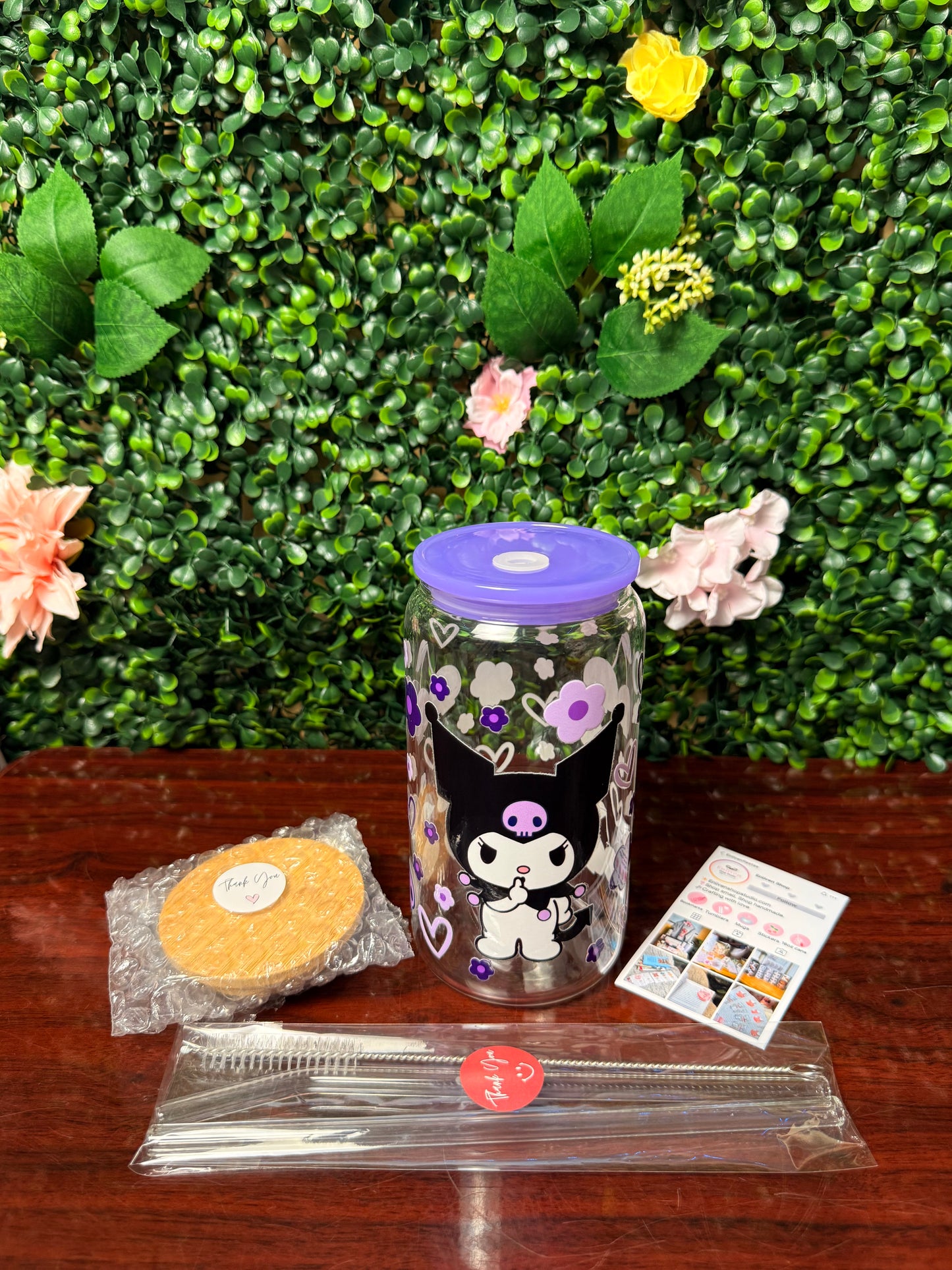 Kawaii Purple Friend Cup | 16oz Glass Cup