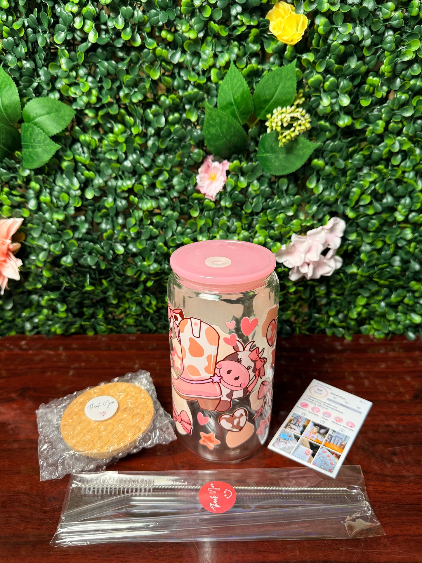 Pink Moo-d Cup | 16oz Glass Cup