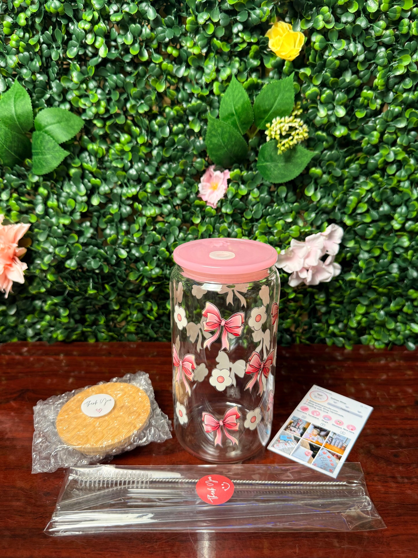 Bows & Blooms Cup | 16oz Glass Cup