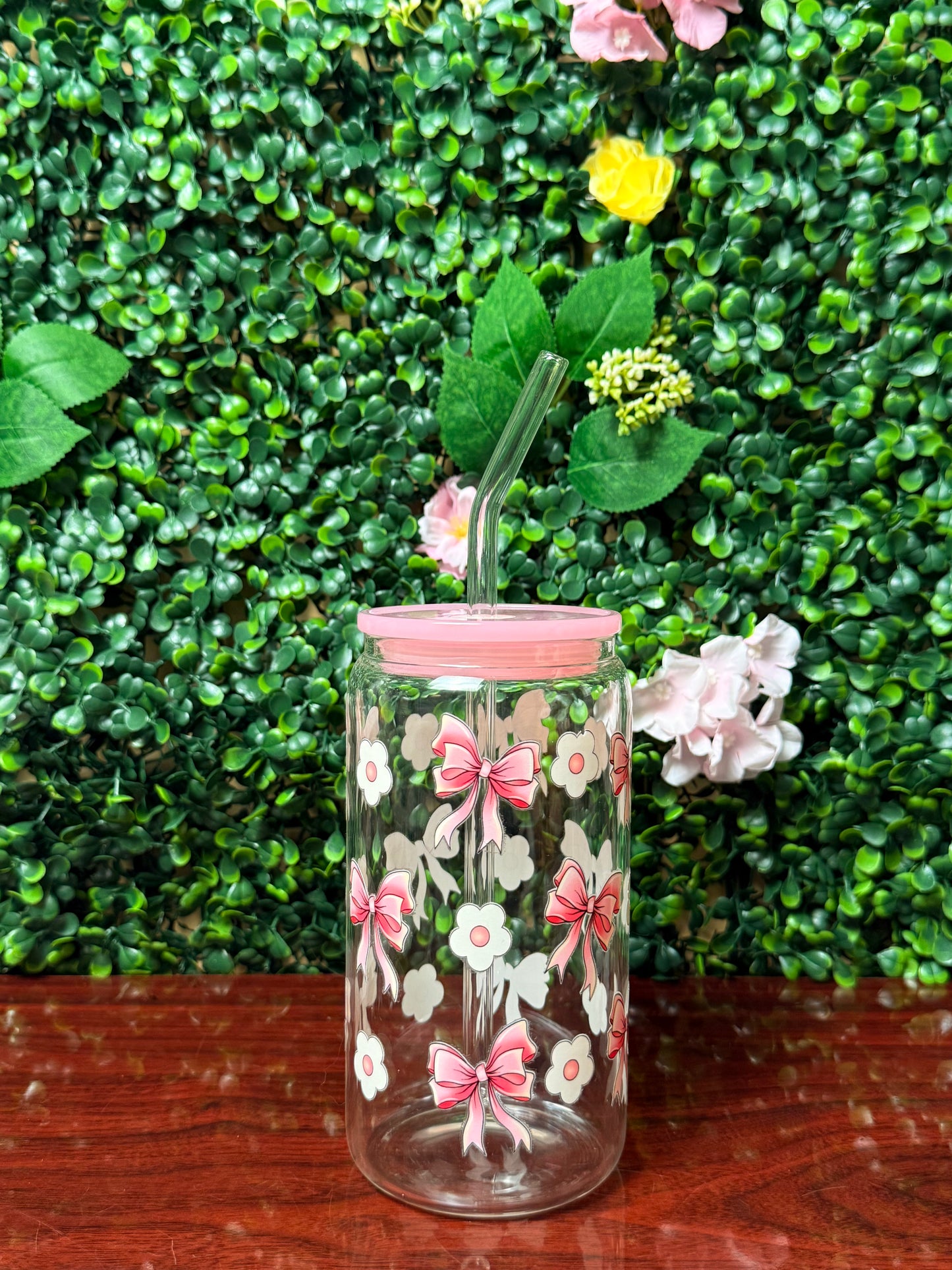 Bows & Blooms Cup | 16oz Glass Cup