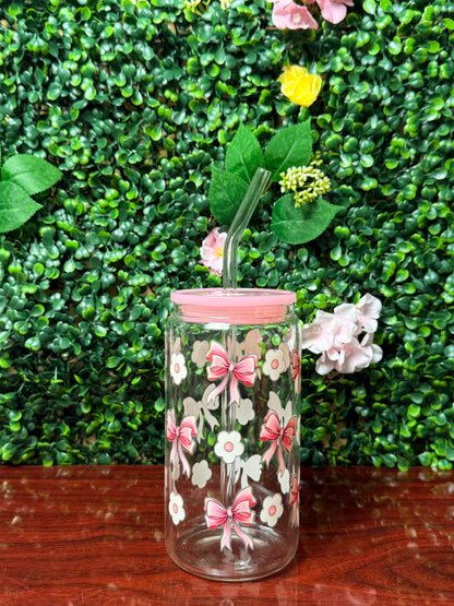 Bows & Blooms Cup | 16oz Glass Cup