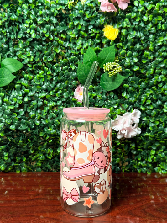Pink Moo-d Cup | 16oz Glass Cup