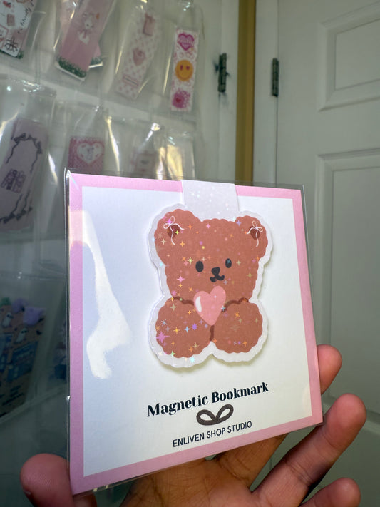 Cozy Teddy Magnetic Bookmark | Cute Kawaii Bear Book Marker